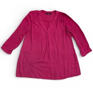 a.n.a Vibrant Fuchsia V-Neck Blouse